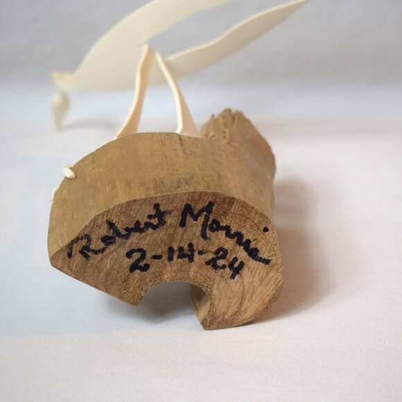 Handmade Folk Art PVC Bird Egret Herron on Wood Stump Signed Robert Morris - Picture 3 of 3